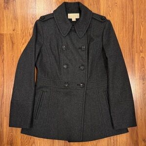 Michael Kors Dark Grey Double-Breasted Pea Coat – Size S, Excellent